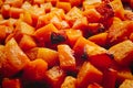 Close up of roasted butternut squash cubes Royalty Free Stock Photo