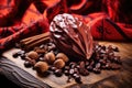 close-up of a roasted cacao bean with a rich color