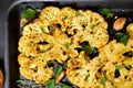 Close up of roasted cauliflower steaks