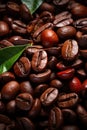 Close-up Roasted coffee beans. Colombian coffee