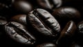 Close-up of roasted coffee beans displaying rich texture and dark aroma Royalty Free Stock Photo