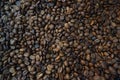 Close-up roasted coffee beans with shovel image-picture Royalty Free Stock Photo