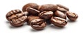Close Up of Roasted Coffee Beans on a White Surface Royalty Free Stock Photo