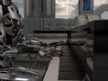 Close up of a robot playing a piano keyboard Royalty Free Stock Photo