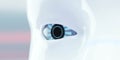 Close-up on a robotic eye 3d rendering digital illustration. modern futuristic technology design Royalty Free Stock Photo