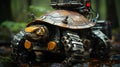 Close Up of A Robotic Sea Turtle On The Forest Blurry Background Royalty Free Stock Photo