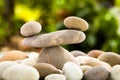 Zen stacked stones on nature background