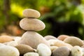 Zen stacked stones on nature background Royalty Free Stock Photo