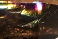 Close Up of a Rock Crystal with inclusions in Putple blue Rainbow Royalty Free Stock Photo