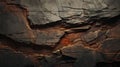 A close up of a rock formation with a light at the end of it