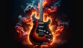 Close-up Rock and roll flames. Guitar on fire