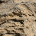 Close-up of a rock surface with rough texture and layered formations. The rock Royalty Free Stock Photo