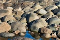 Close up of rocky bank of a mountain river Royalty Free Stock Photo