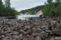 Close up of rocky bank of a mountain river Royalty Free Stock Photo