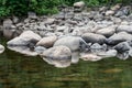 Close up of rocky bank of a mountain river Royalty Free Stock Photo