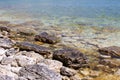 Close up of textured rocks on the shoreline and lakebed of Lake Michigan in Sturgeon Bay, Wisconsin Royalty Free Stock Photo