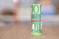 Close-up of a roll of euro banknotes Royalty Free Stock Photo