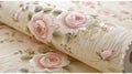 A close up of a roll of fabric with roses on it, AI