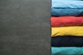 Close up of rolled colorful clothes Royalty Free Stock Photo
