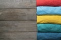 Close up of rolled colorful clothes Royalty Free Stock Photo