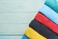 Close up of rolled colorful clothes Royalty Free Stock Photo