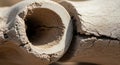 Close up of rolled and cracked clay or adobe bricks showing texture and natural materials for construction or artistic use Royalty Free Stock Photo