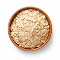 Close-up Of Rolled Oats In A Bowl On White Background