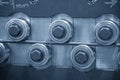 The close up the roller bearing at the conveyor belt. Royalty Free Stock Photo