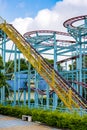 Close-up of roller coaster track in an amusement park Royalty Free Stock Photo