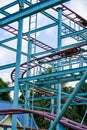 Close-up of roller coaster track in an amusement park Royalty Free Stock Photo