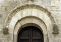 Close-up romanesque architecture cathedral portal church.