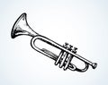Musical instrument. Trumpet. Vector drawing Royalty Free Stock Photo