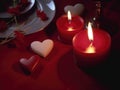 A close up of a romantic dinner for two where both partners have disabilities.. AI generation