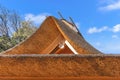 Roof of a Japanese Tea House made in a traditional roofing method of thatching named Kayabuki.