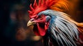 Close up of rooster\'s head with red and white comb Royalty Free Stock Photo