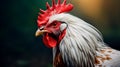 Close up of rooster\'s head with red and white comb Royalty Free Stock Photo