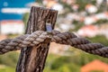 Close up of rope fence near the beach Royalty Free Stock Photo