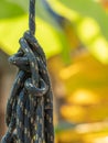 Close-up rope knots hanging in nature Royalty Free Stock Photo