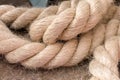 Close-up of a rope made of natural coarse sisal fiber