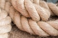 Close-up of a rope made of natural coarse sisal fiber