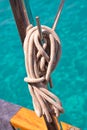 Close up of a rope on a sailboat