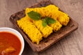 Roti Jala or Net Bread and curry sauce Royalty Free Stock Photo