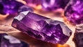 Close up of rough amethyst.