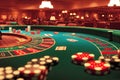 casino roulette game on green table