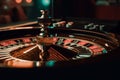 Close up of roulette wheel spinning. Generative Ai