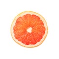 Close up round cut slice of pink grapefruit on white Royalty Free Stock Photo