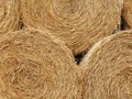 Close up of round hay bails Royalty Free Stock Photo