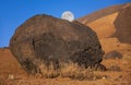 An egg-shaped lava rock at the foot of the volcanic cone at Pico del Teide.