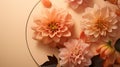 A close up of a round plate with flowers on it, AI