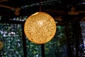 Close-up of round rattan chandelier indoors Royalty Free Stock Photo